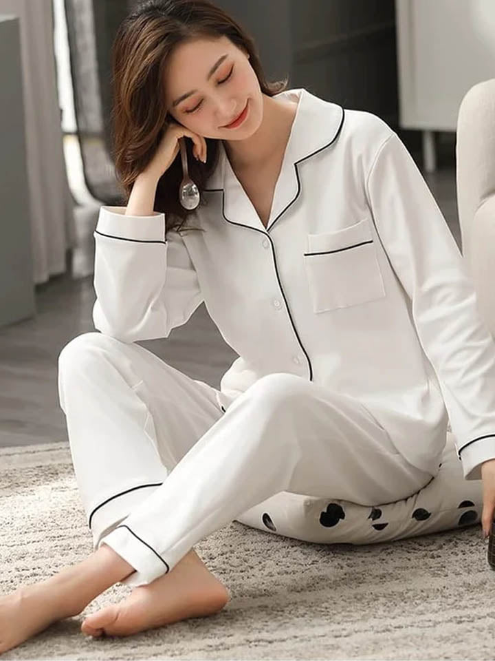 SILK NIGHT SUIT - WHITE