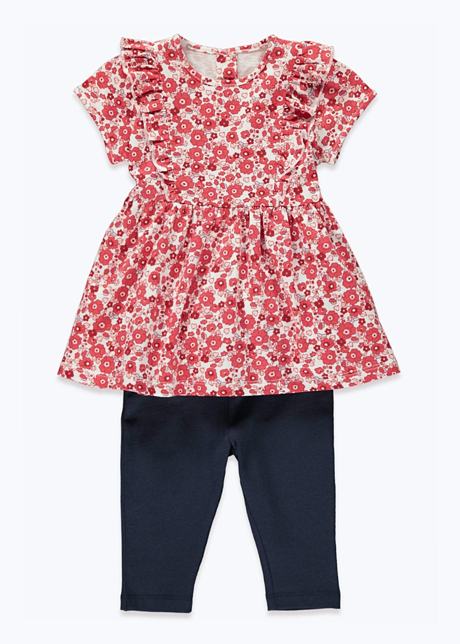 Matalan - Girls Floral Dress & Leggings Set - Multi