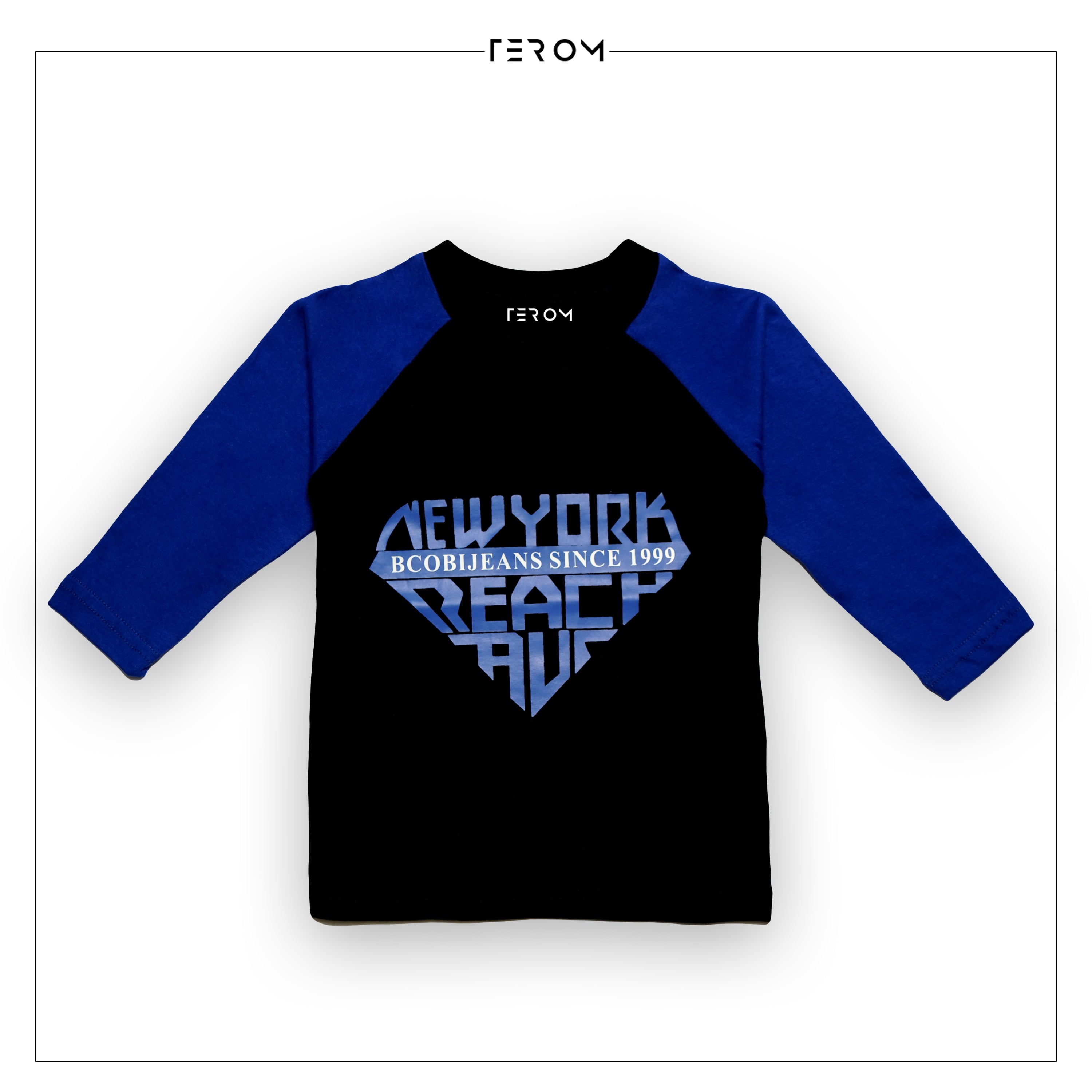 TEROM - BLUE LONG SLEEVE RAGLAN T-SHIRT