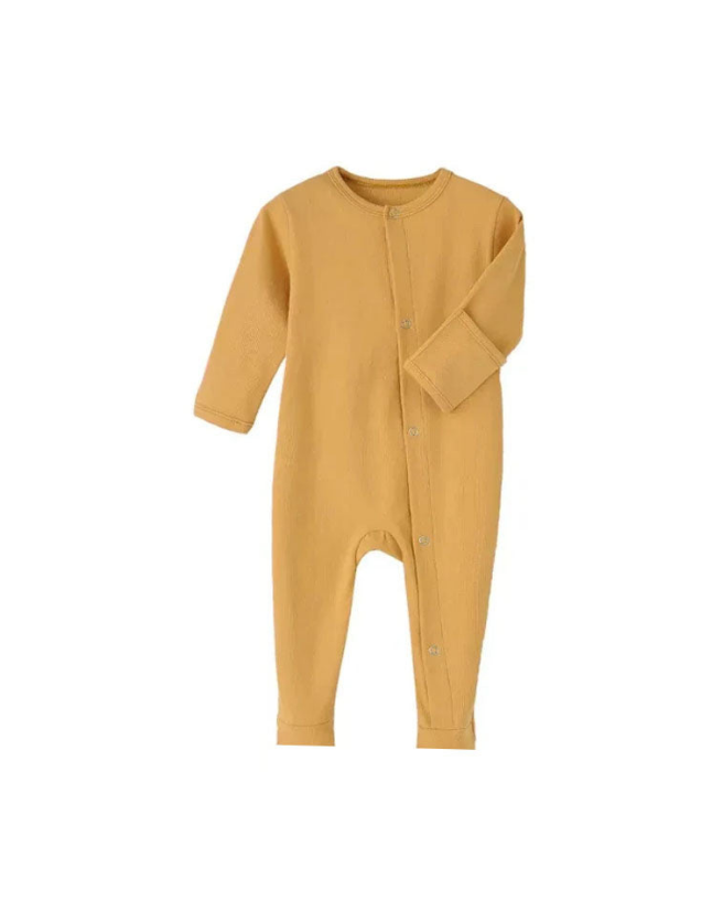 Plush-Baby Soft Bamboo Viscose Button Romper - Yellow