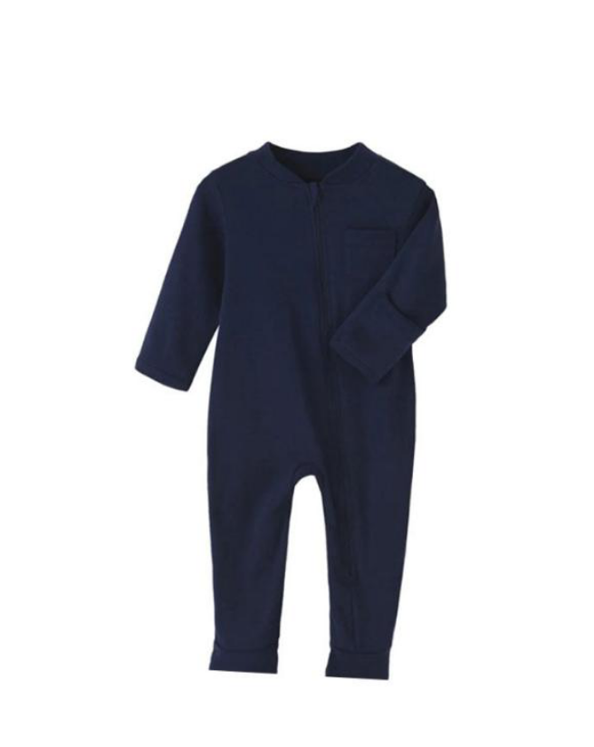 Plush-Baby Soft Bamboo Viscose Zipper Romper - Dark Blue