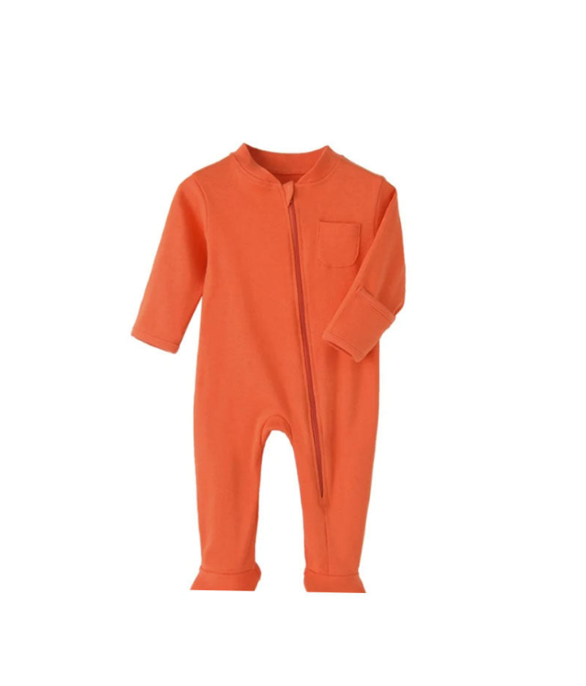 Plush-Baby Soft Bamboo Viscose Zipper Romper - Orange