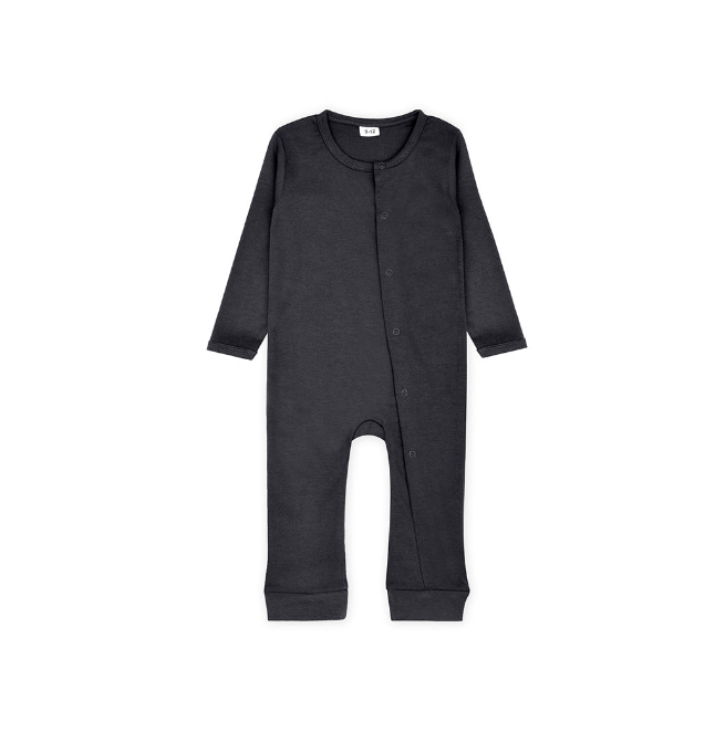 Plush-Baby Soft Bamboo Viscose Button Romper - Black