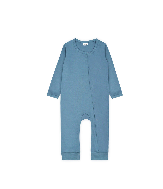 Plush-Baby Soft Bamboo Viscose Button Romper - Blue