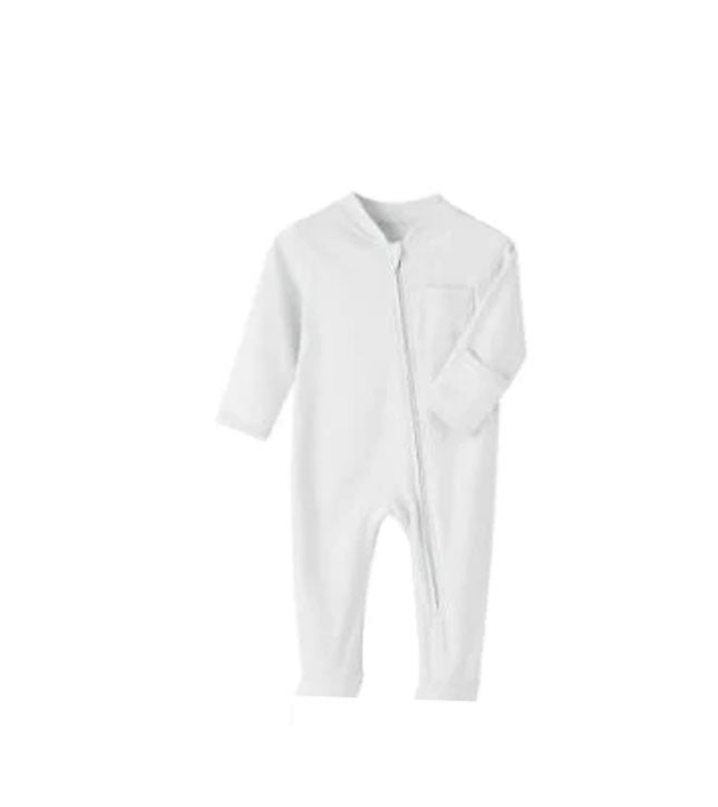 Plush-Baby Soft Bamboo Viscose Zipper Romper - White