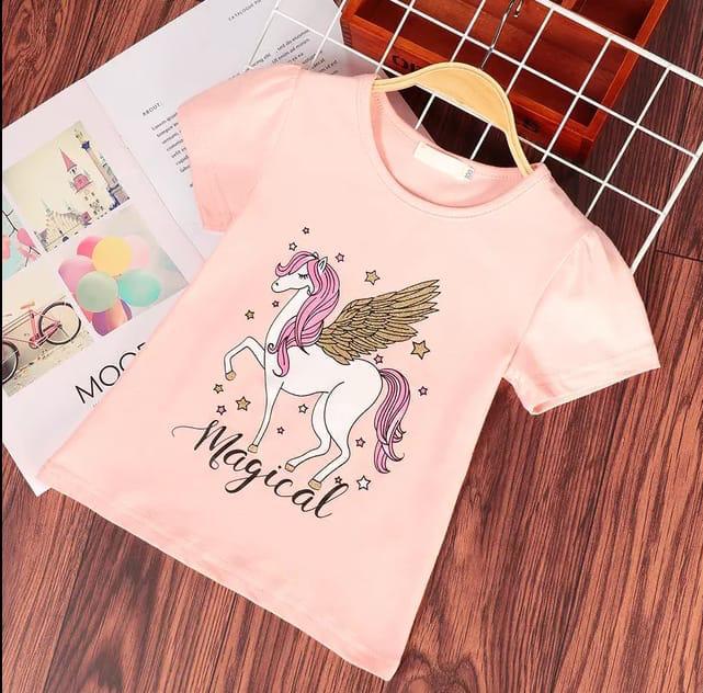 PLUSH-UNICORN GRAPHIC TEE-PINK