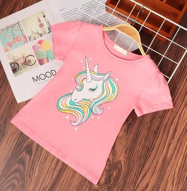 PLUSH-UNICORN GRAPHIC TEE-PINK