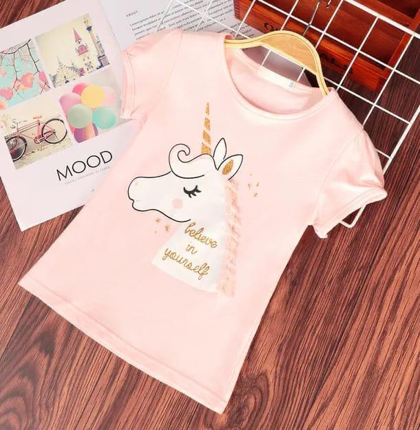 PLUSH-UNICORN GRAPHIC TEE-PINK