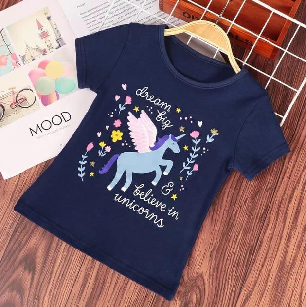 PLUSH-UNICORN GRAPHIC TEE-BLUE