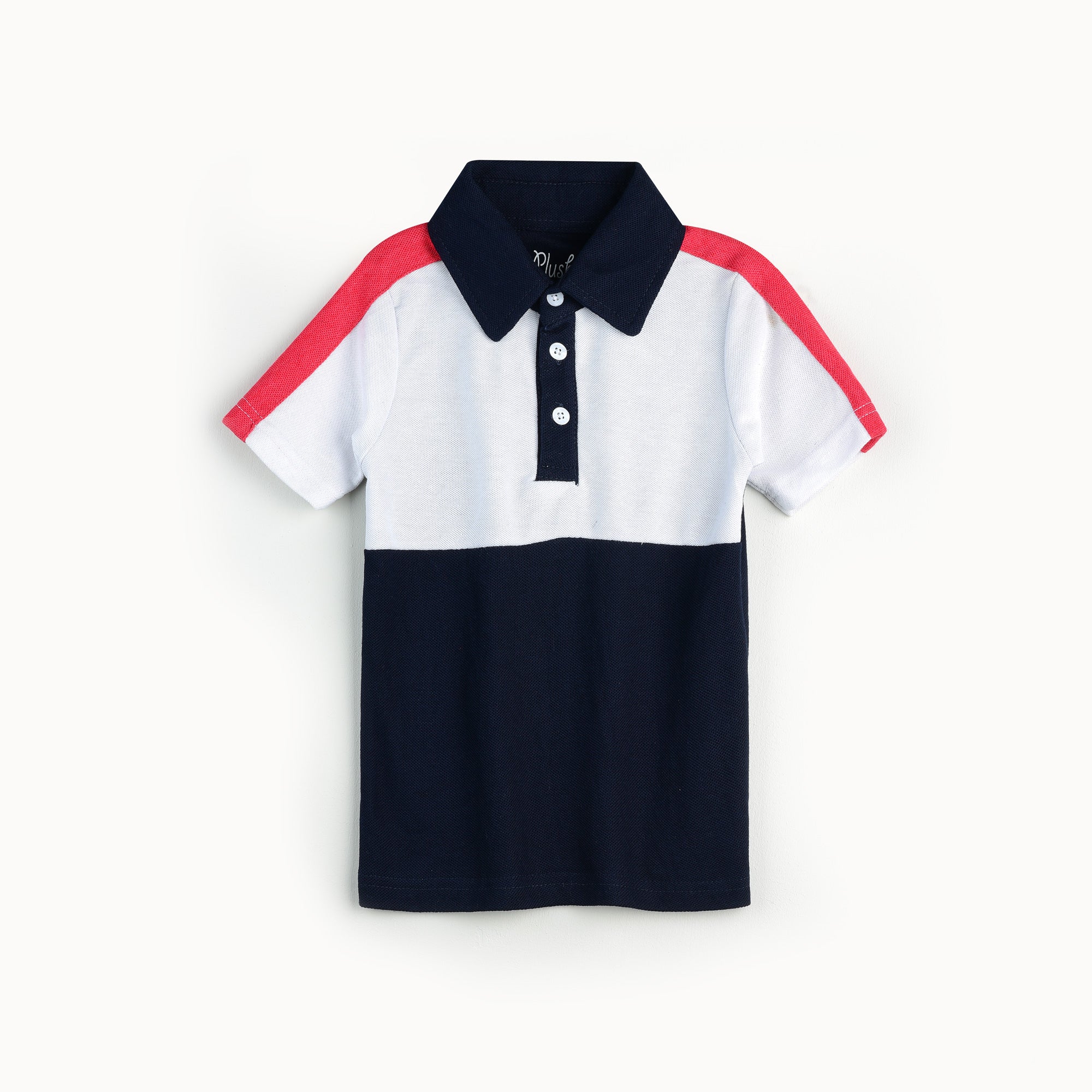 PLUSH-Kids Polo Shirt & Shorts-White/Black/Red