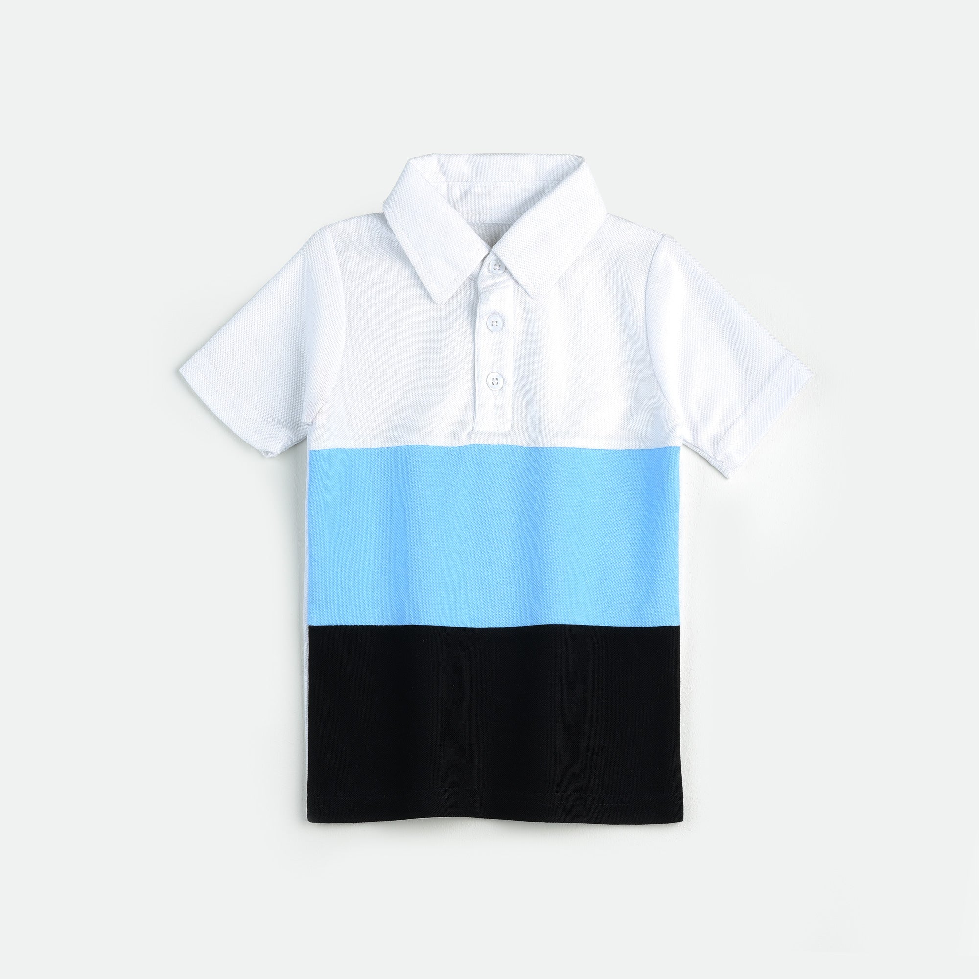 Plush-Baby Plaid Polo Shirt & Shorts-Blue/Black/White