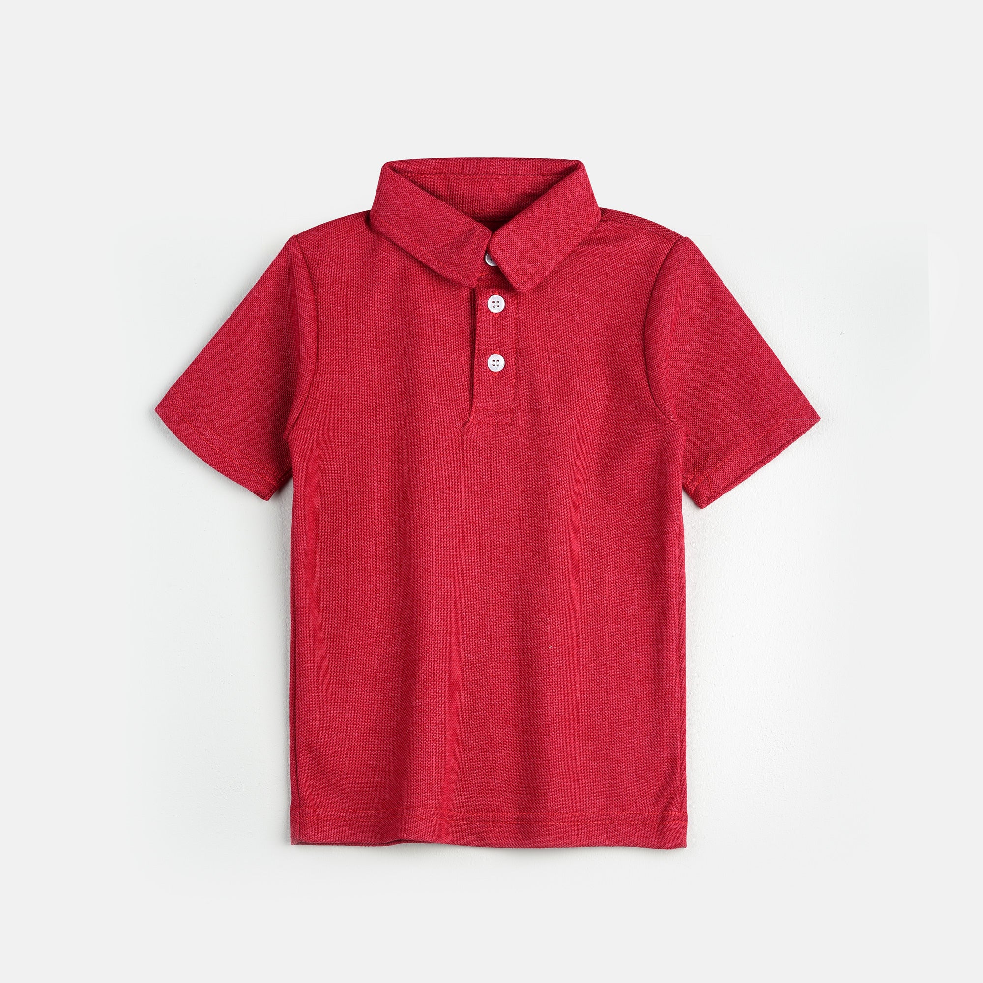 Plush-Baby Plaid Polo Shirt & Shorts-Red