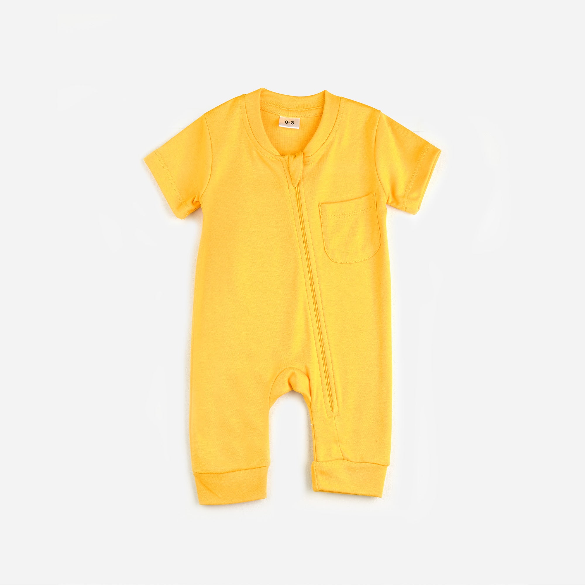 Plush-Premium Half Sleeve Romper - Yellow