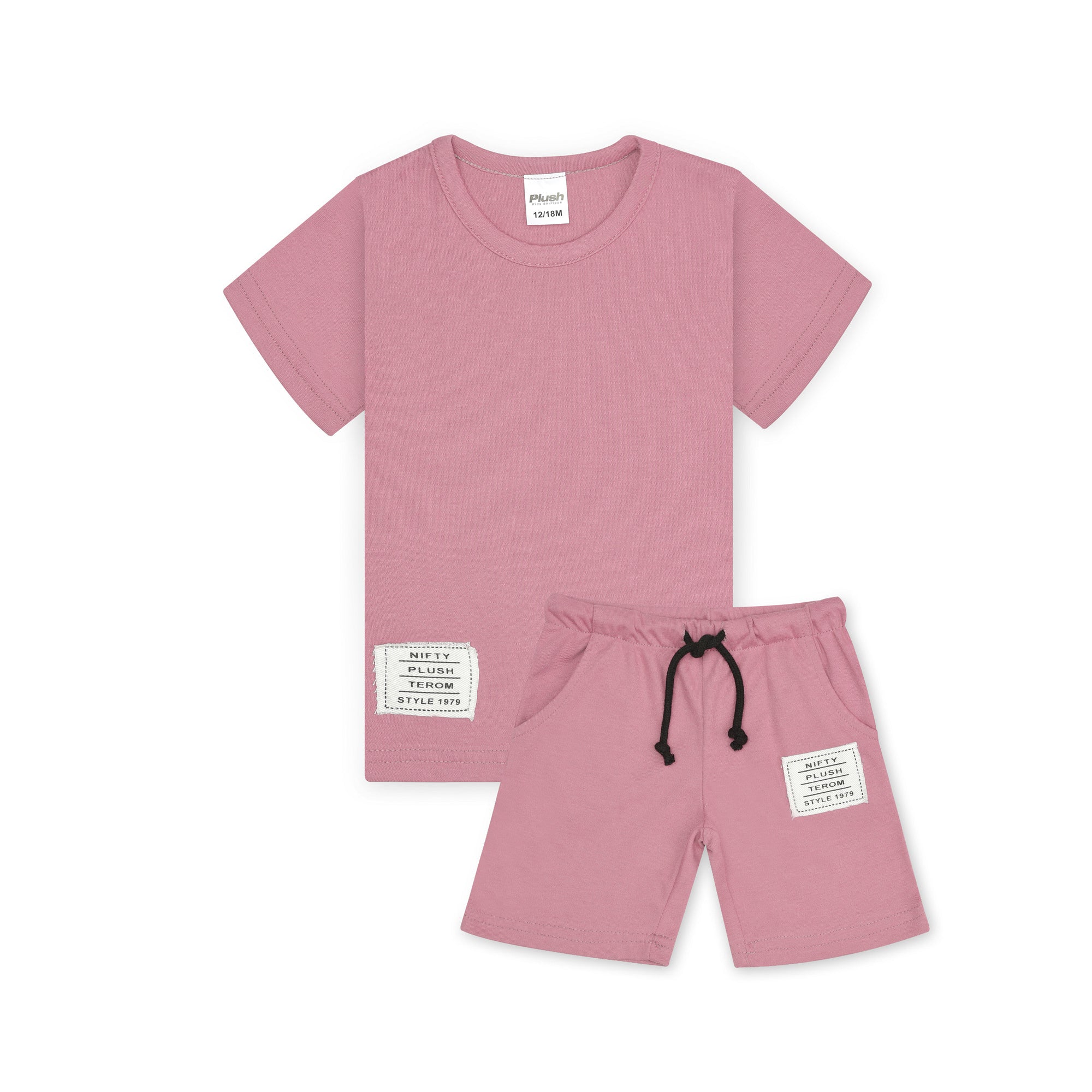 Plush-Nifty Basic Short & Shirt Set - Rose Pink