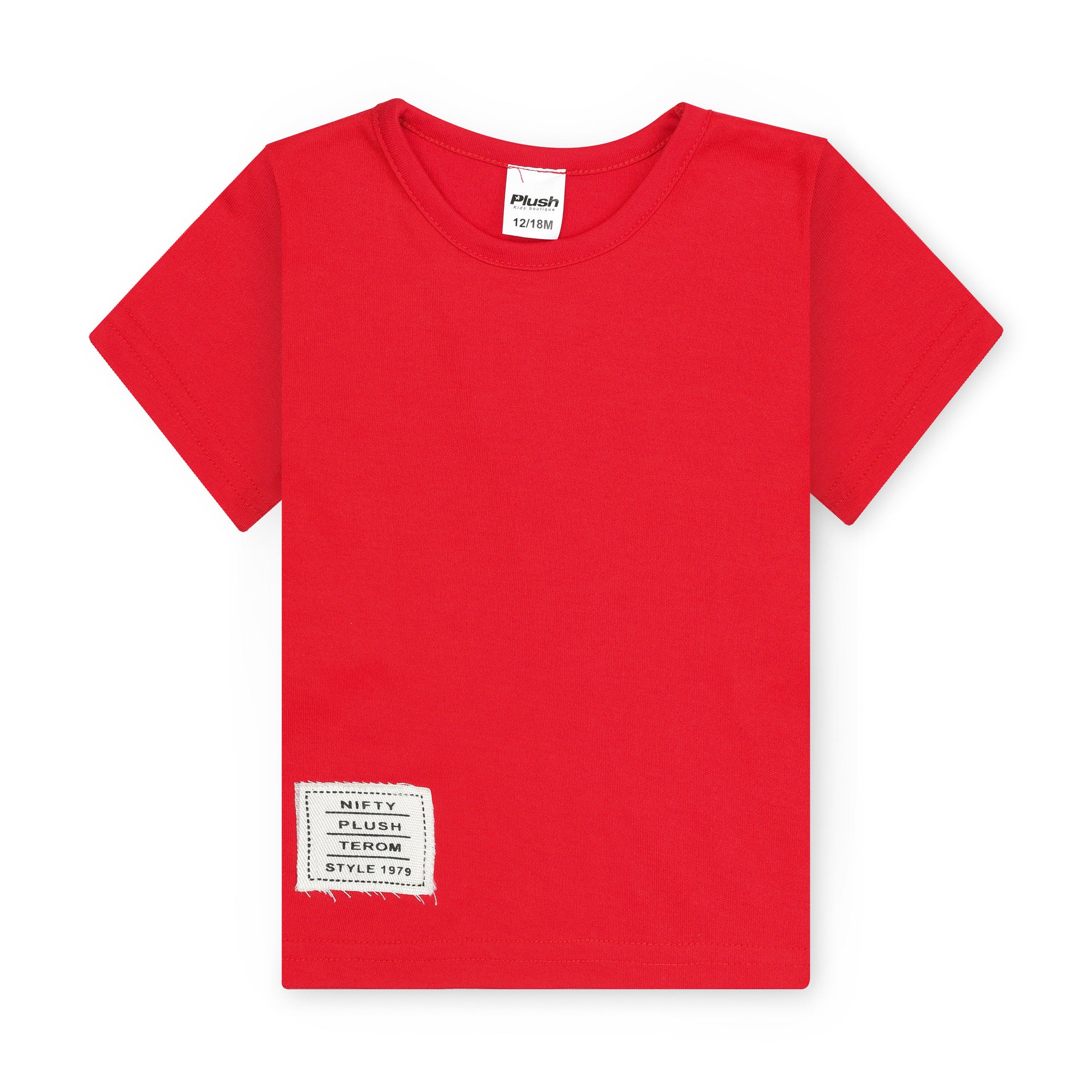 Plush-Nifty Basic Short & Shirt Set - Red