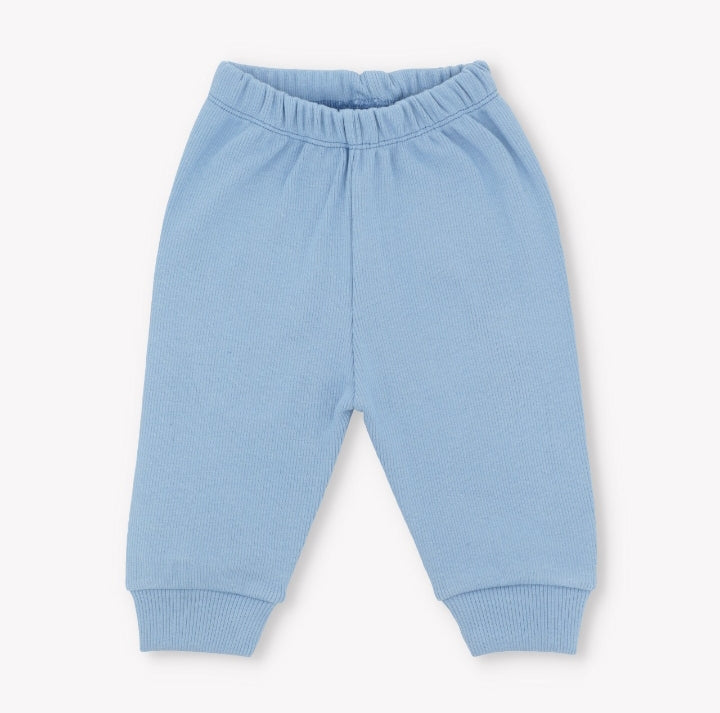 Plush-Waffle Textured Basic PJ Set-Blue