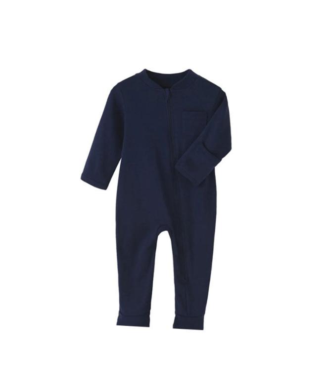 Plush-Baby Soft Bamboo Viscose Zipper Romper - Dark Blue