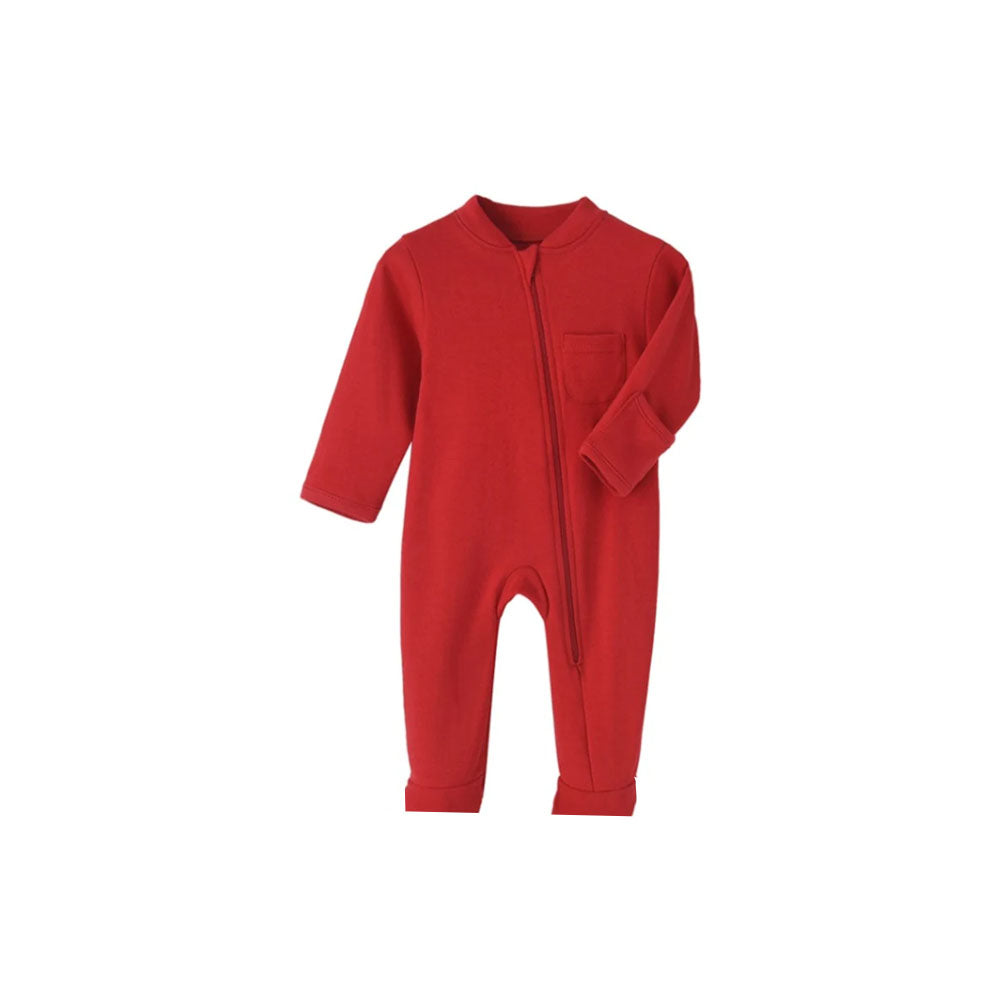 Plush-Baby Soft Bamboo Viscose Zipper Romper - Red