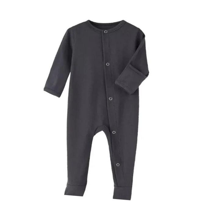 Plush-Baby Soft Bamboo Viscose Button Romper - Black