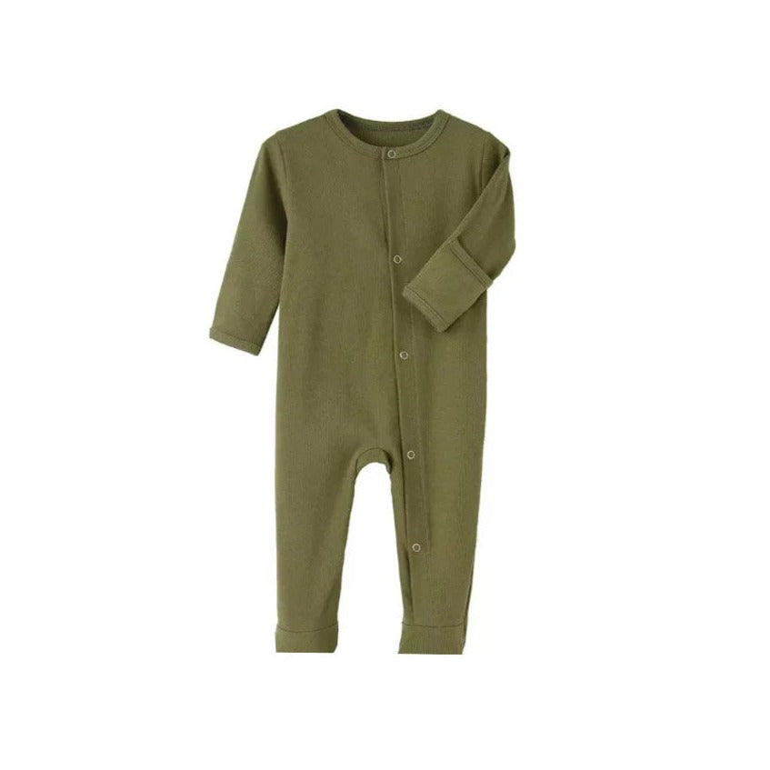 Plush-Baby Soft Bamboo Viscose Button Romper - Green