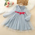 Riolio-Kids Girls Heart Print Bow Tie Dress